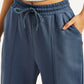 Women's Mid Rise Blue Joggers - Detail View