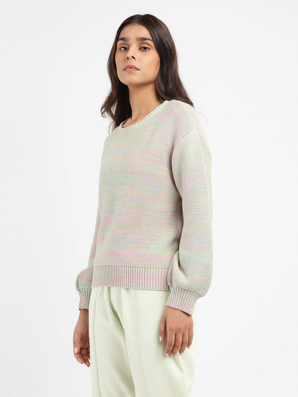 Women's Self Design Beige Crew Neck Sweatshirt - 18a42dec-b53a-4975-a50d-4f0a5613d72e View