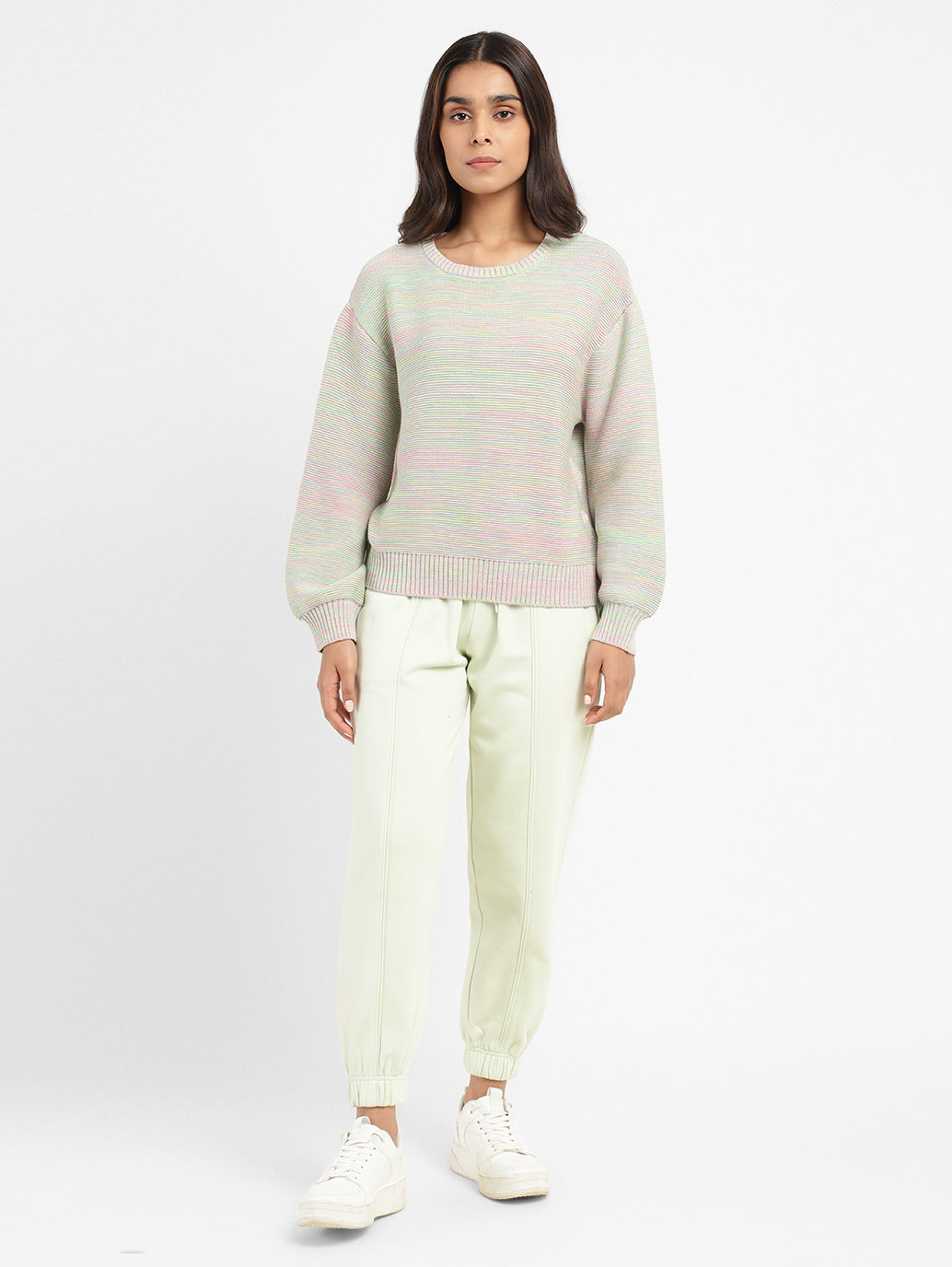 Women's Self Design Beige Crew Neck Sweatshirt - 85caca86-f6d1-491f-a12c-8428ca03f017 View