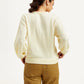 Women's Solid Off White Crew Neck Sweater - Back View
