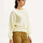 Women's Solid Off White Crew Neck Sweater - Side View