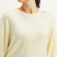 Women's Solid Off White Crew Neck Sweater - Detail View