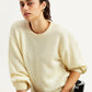 Women's Solid Off White Crew Neck Sweater - Styleshot View