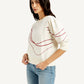 Women's Abstract Off-White Crew Neck Top - Side View
