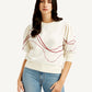 Women's Abstract Off-White Crew Neck Top - Styleshot View