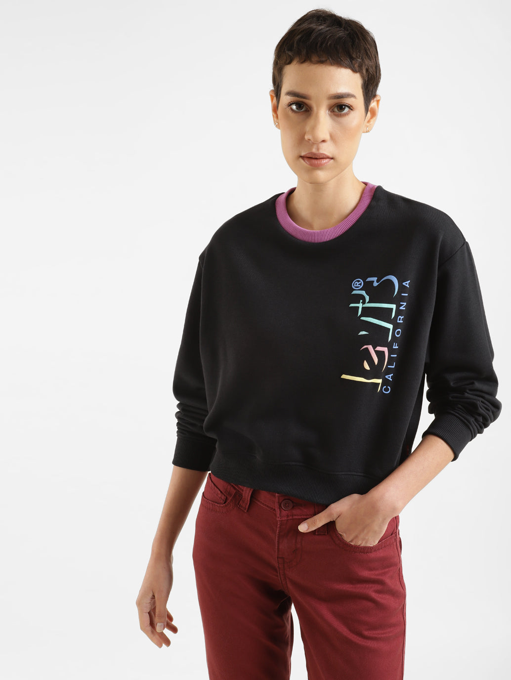 Women's Brand Logo Round Neck Sweatshirt - 71a85410-2406-4466-b042-1e0f7f8efd9d View