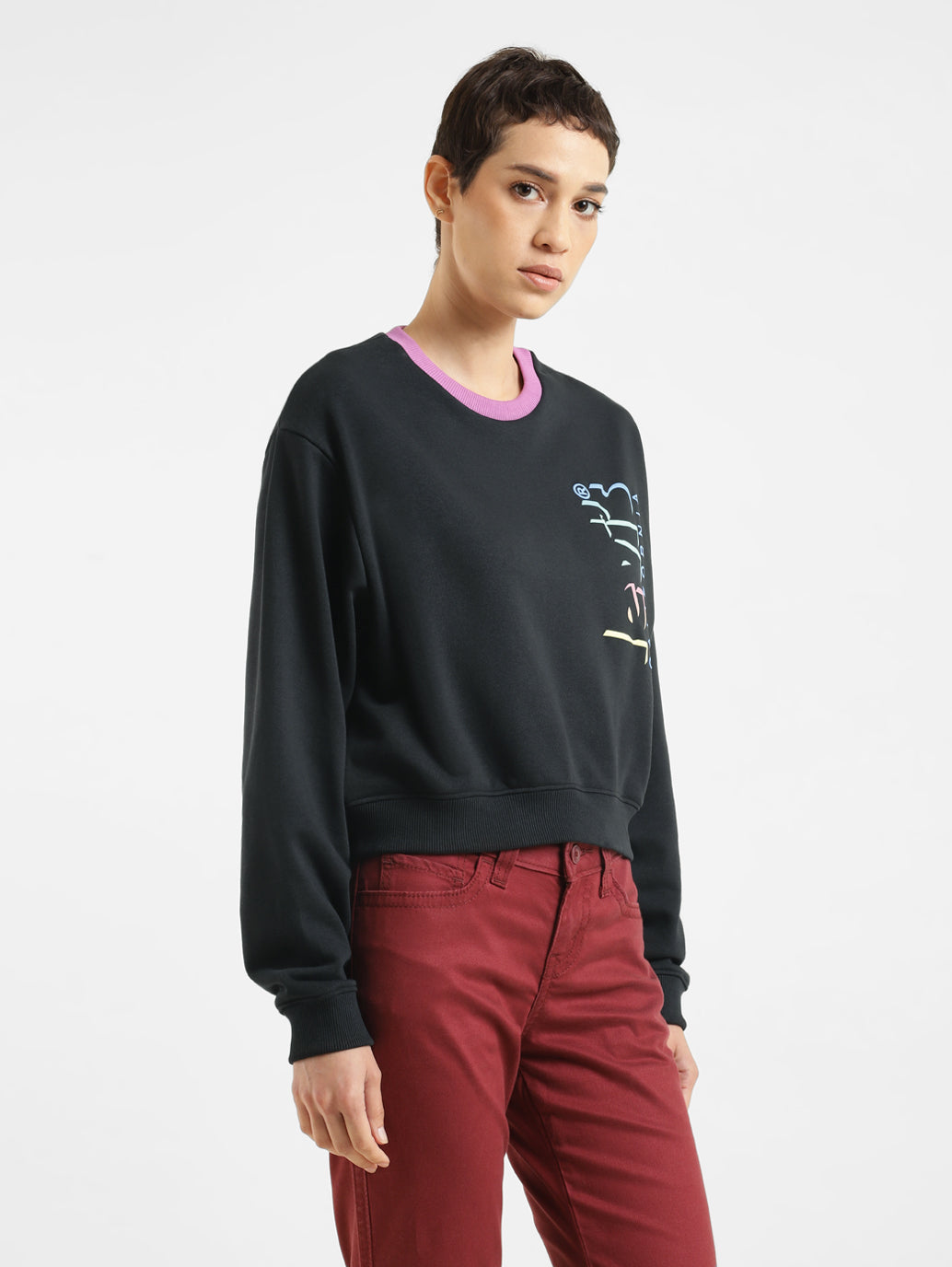 Women's Brand Logo Round Neck Sweatshirt - 46c31ef2-4ea0-4b2d-b381-58ccbf9ee4d1 View