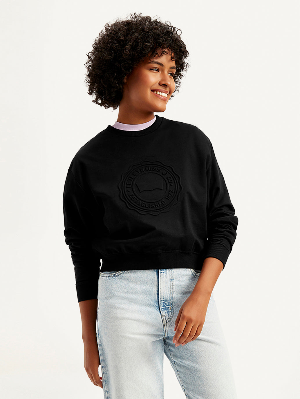 Women's Embossed Regular Fit Sweatshirt - Styleshot View