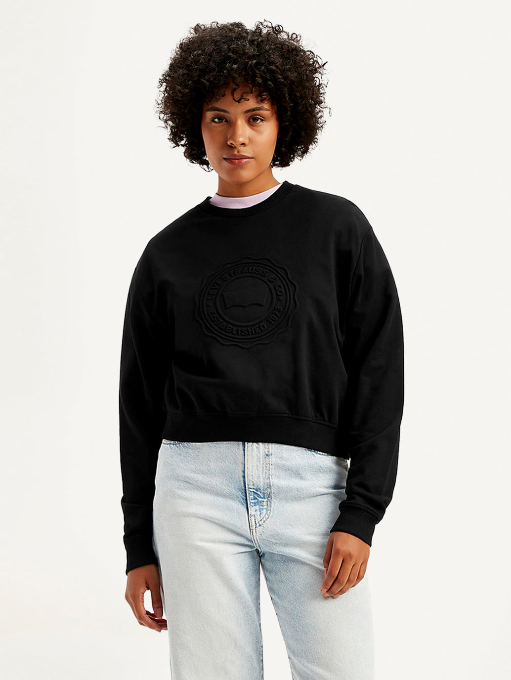 Women's Embossed Regular Fit Sweatshirt - Front View