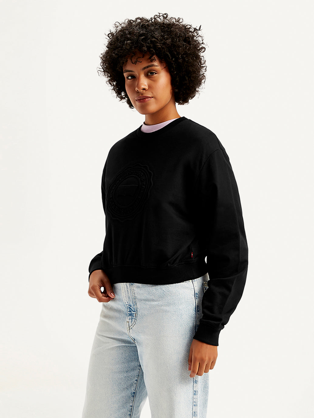 Women's Embossed Regular Fit Sweatshirt - Side View