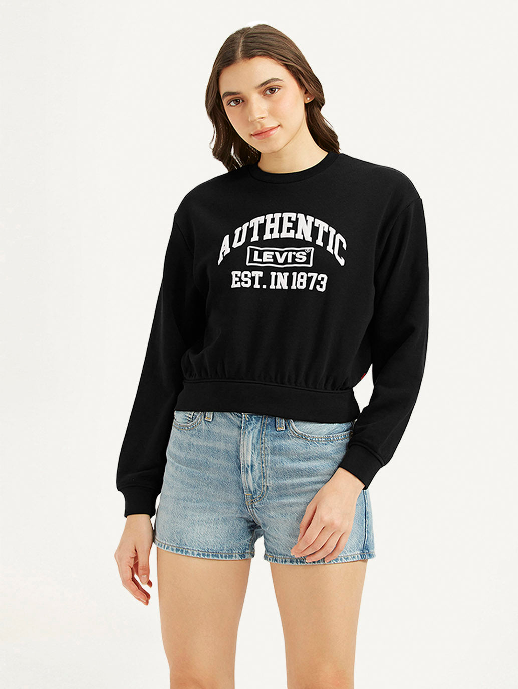 Women's Typography Black Crew Neck Sweatshirt - Front View