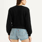 Women's Typography Black Crew Neck Sweatshirt - Back View