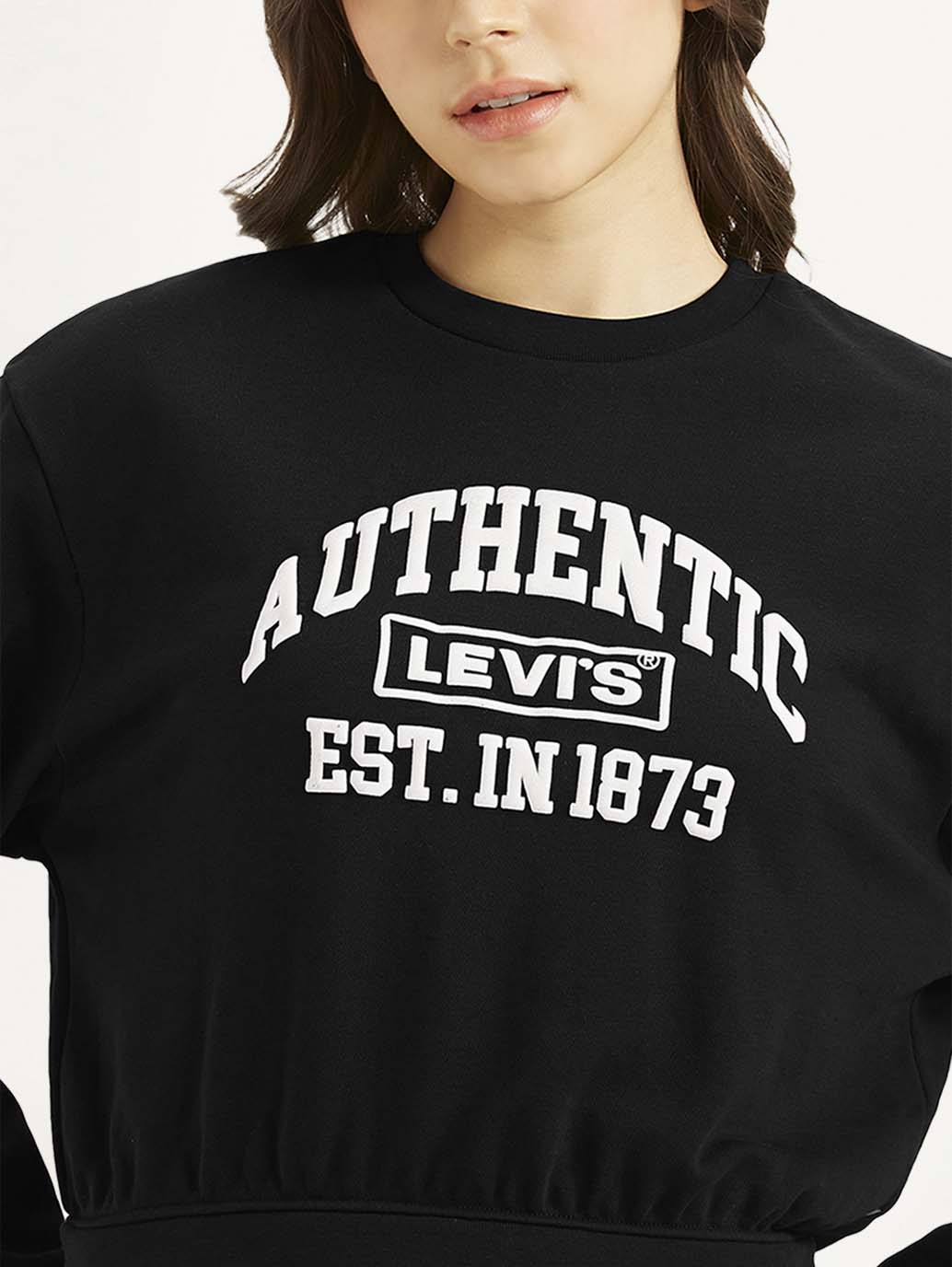 Women's Typography Black Crew Neck Sweatshirt - 1b703c7c-a3cc-4144-8daf-bba8b964963f View