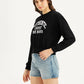 Women's Typography Black Crew Neck Sweatshirt - Side View