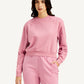 Women's Embroidered Pink Crew Neck Sweatshirt - Front View