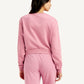 Women's Embroidered Pink Crew Neck Sweatshirt - Back View
