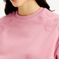 Women's Embroidered Pink Crew Neck Sweatshirt - Detail View