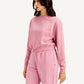 Women's Embroidered Pink Crew Neck Sweatshirt - Side View