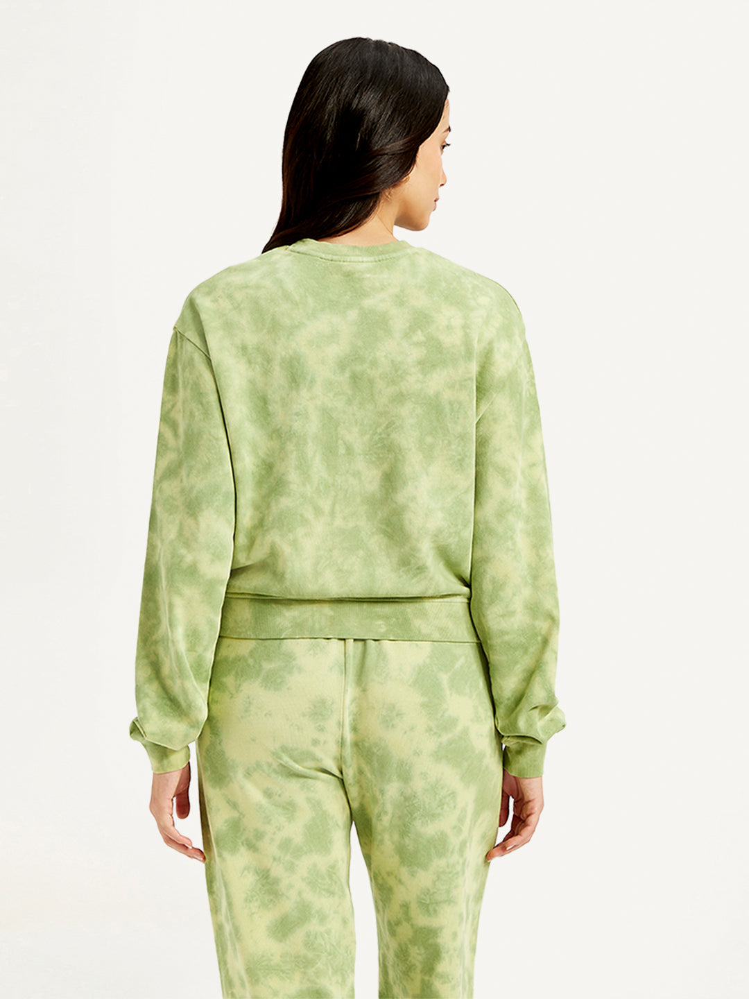 Women's Tie-Dye Green Crew Neck Sweatshirt - Back View