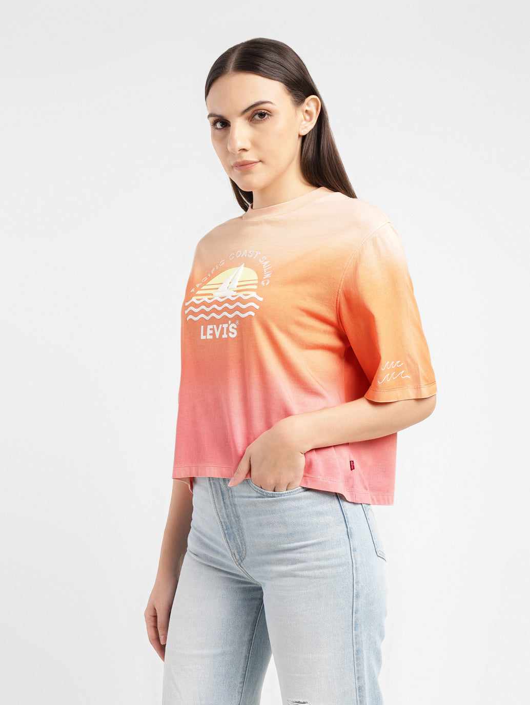 Women's Ombre Boxy T-Shirt - d72f3d5d-1fd5-4d64-9023-ec7f24829bb7 View