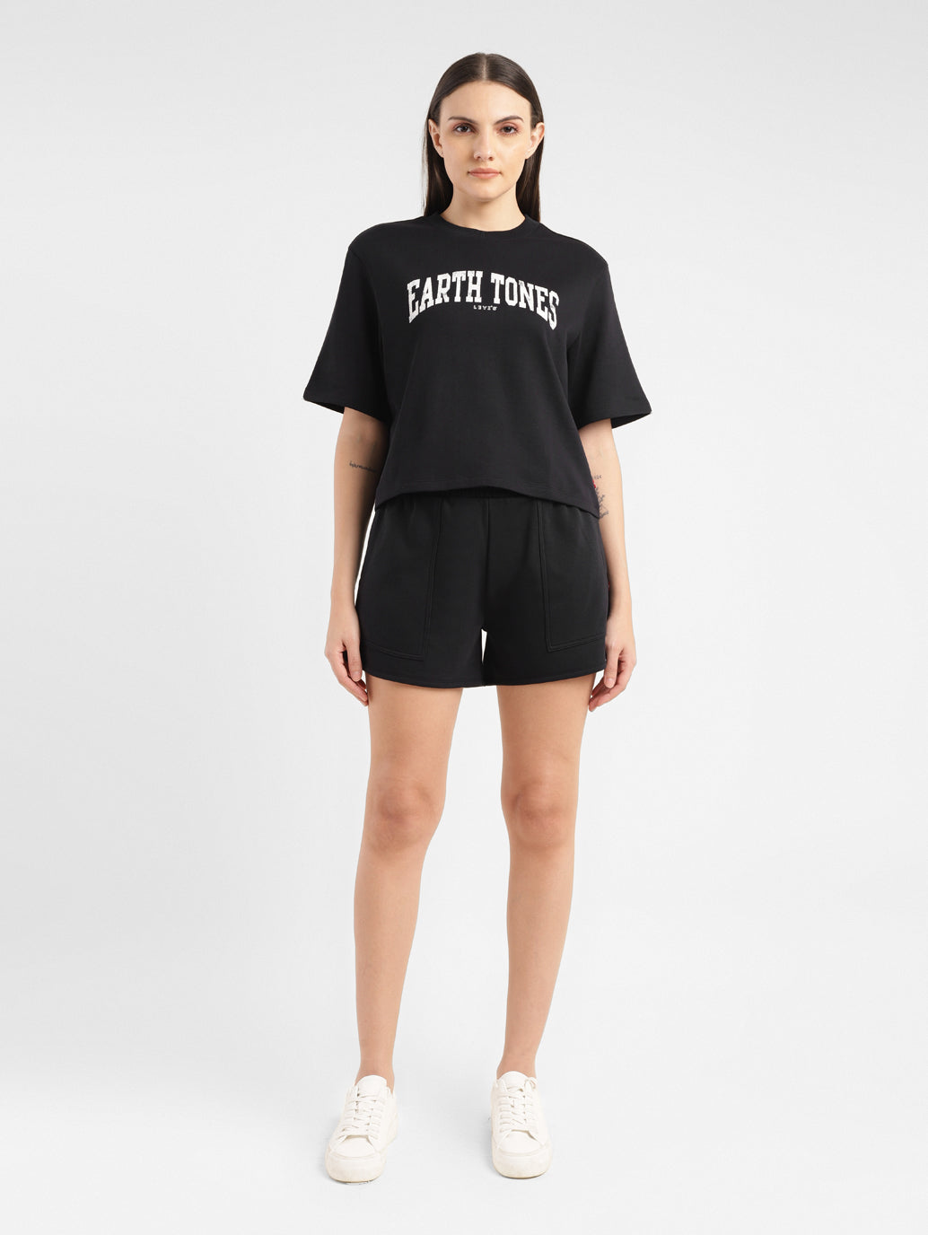 Women's Typographic Print Boxy T-Shirt - StyleShot View