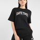Women's Typographic Print Boxy T-Shirt - ModelFront View