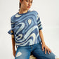 Women's Abstract Print Relaxed Fit T-shirt - Elevated View