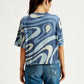 Women's Abstract Print Relaxed Fit T-shirt - Back View