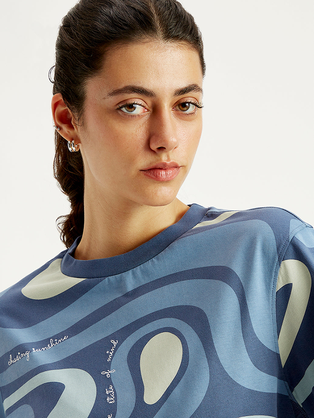 Women's Abstract Print Relaxed Fit T-shirt - Detail View