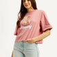 Women's Typographic Print Boxy T-shirt - Styleshot View