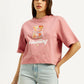 Women's Typographic Print Boxy T-shirt - Front View
