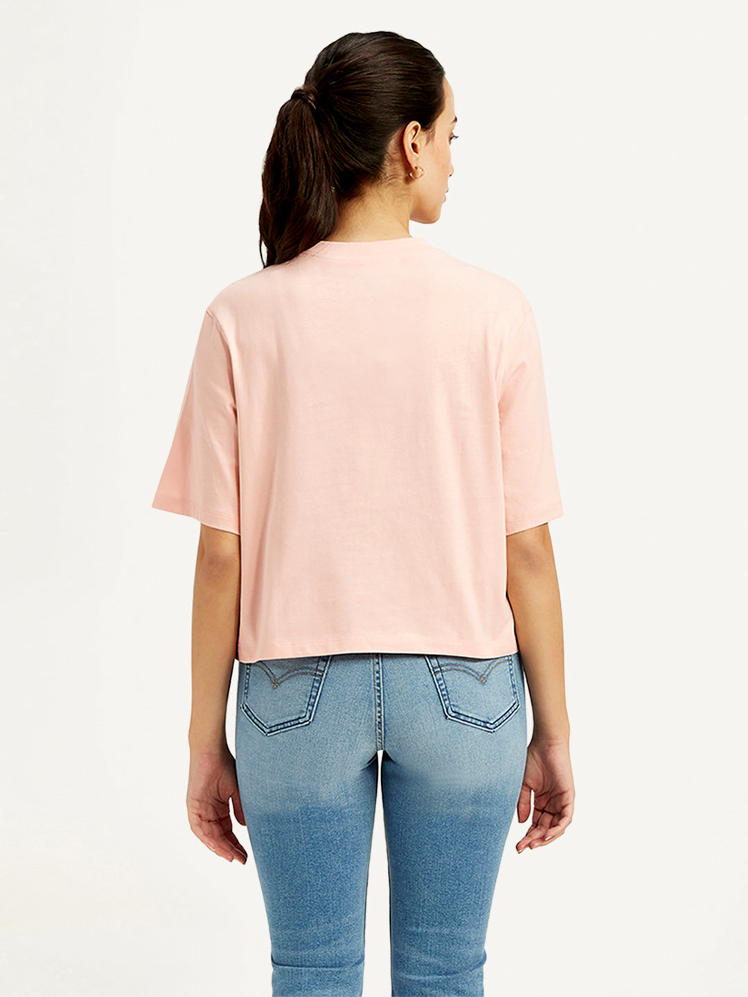 Women's Typographic Print Relaxed Fit T-shirt - Back View