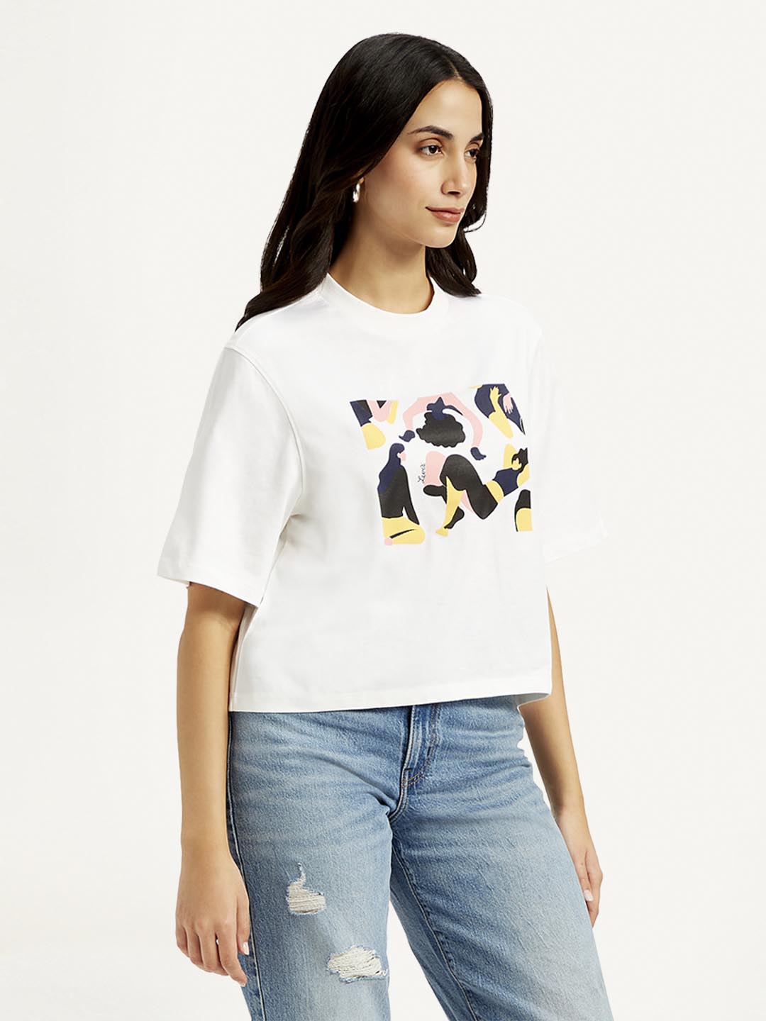 Women's Graphic Print Relaxed Fit T-shirts - Side View