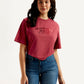 Women's Typographic Print Boxy T-shirt - Styleshot View