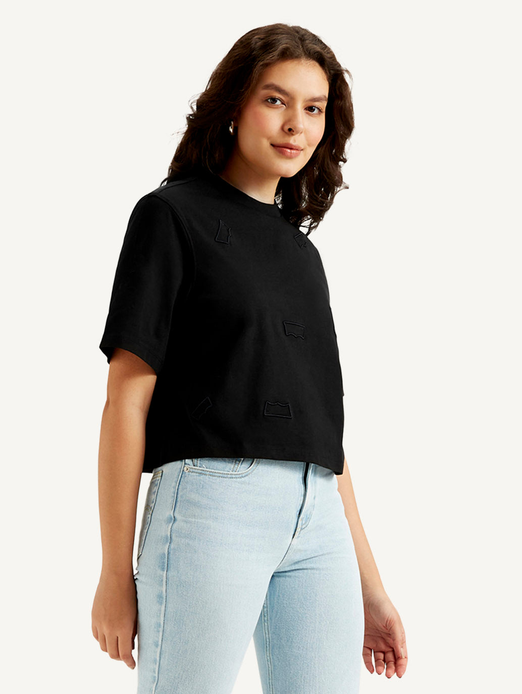 Women's Brand Logo Crew Neck T-shirt - Side View