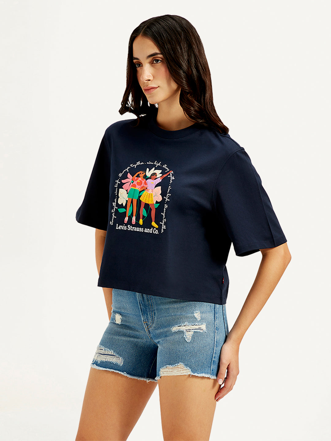 Women's Graphic Print Boxy T-Shirt - Side View