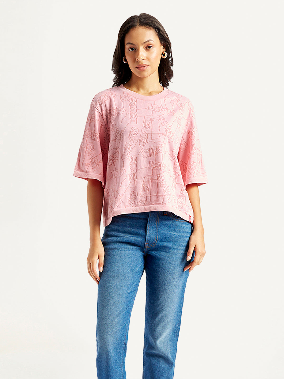 Women's Brand Logo Relaxed Fit T-Shirt - Front View