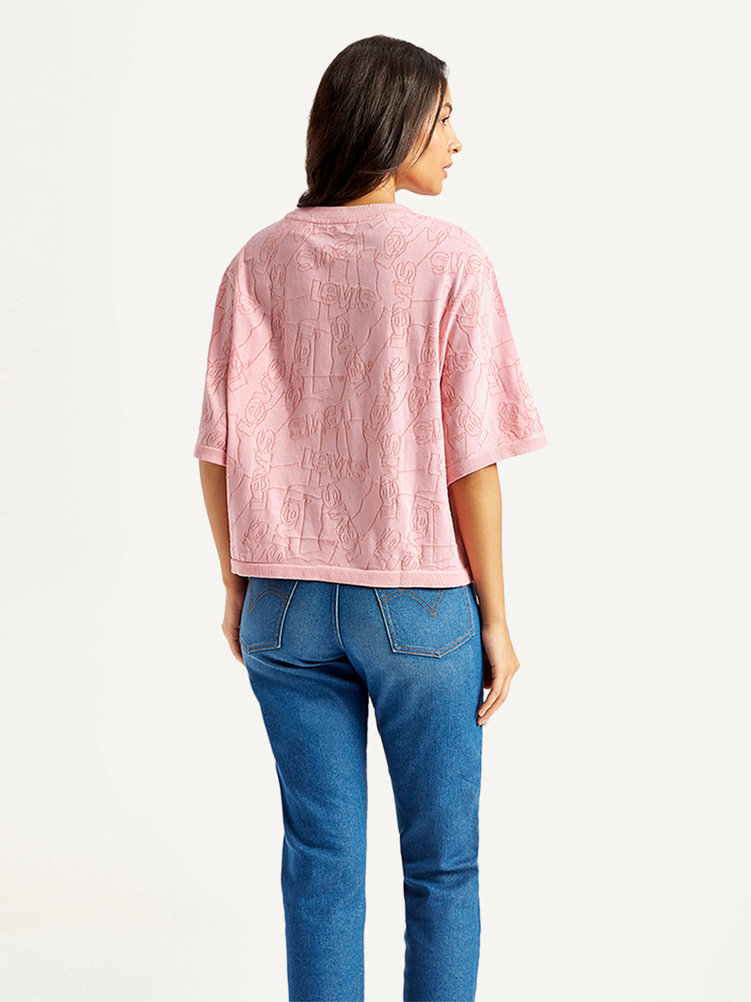 Women's Brand Logo Relaxed Fit T-Shirt - Back View