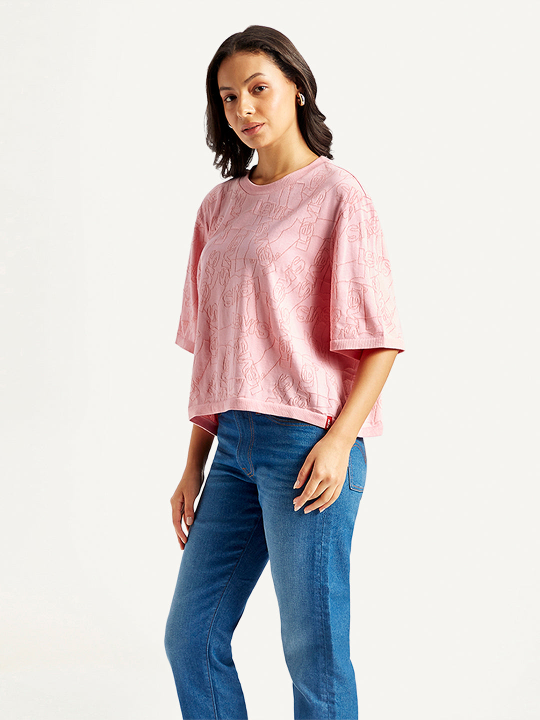 Women's Brand Logo Relaxed Fit T-Shirt - Side View