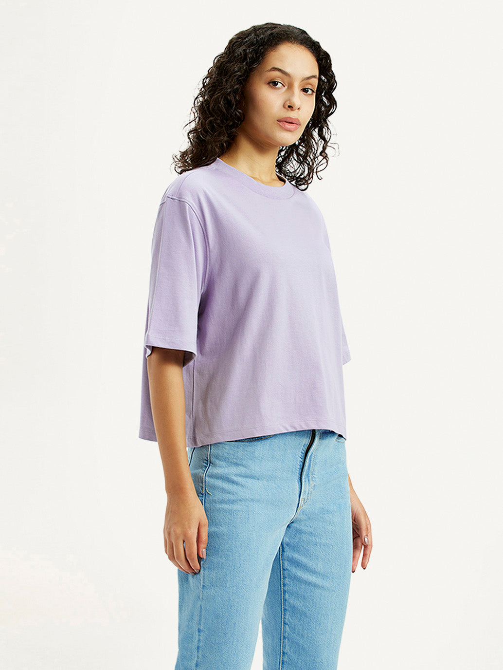 Women's Graphic Print Purple Relaxed Fit T-shirt - Side View