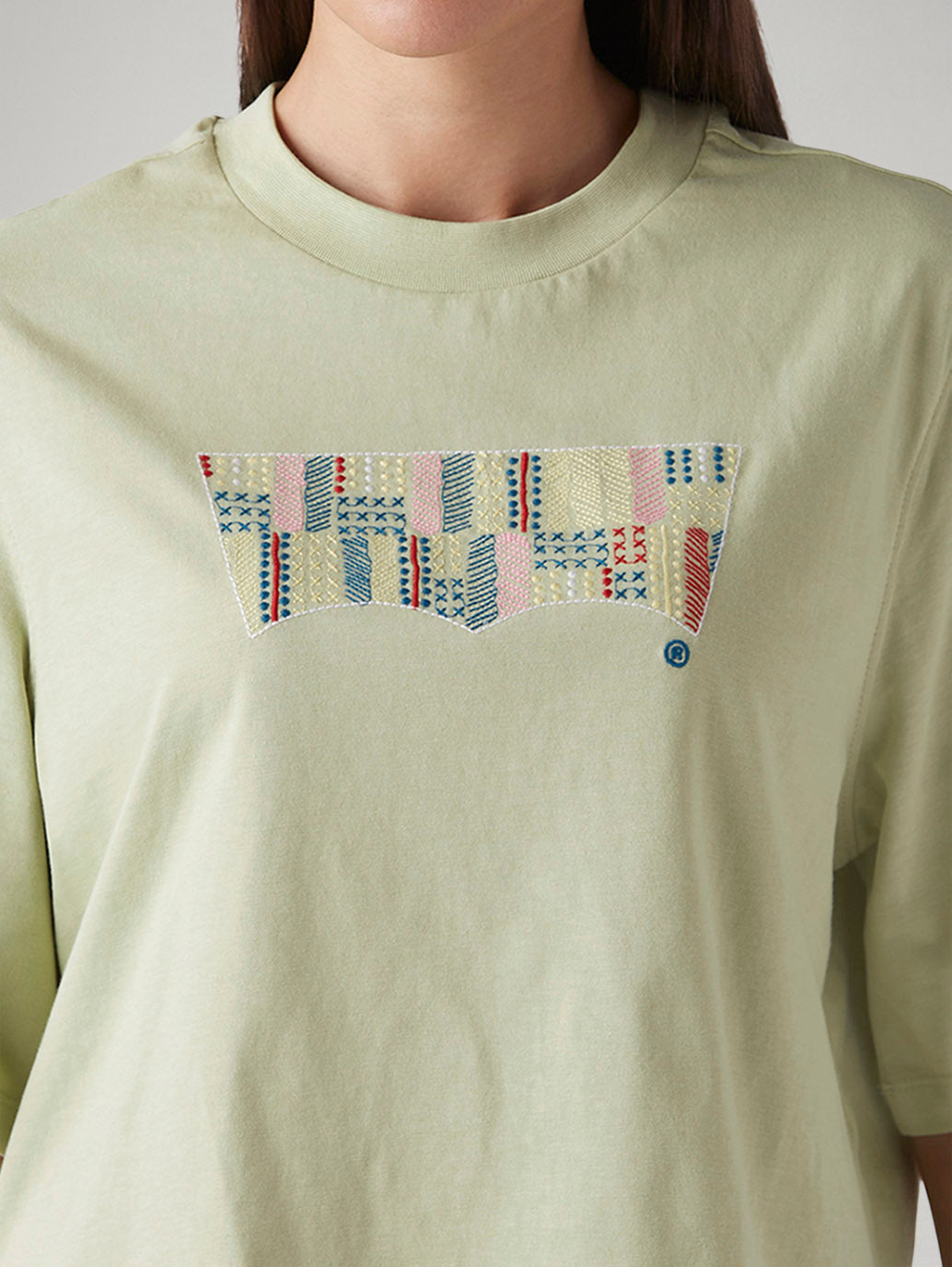 Women's Embroidered Relaxed Fit Embroidery T-Shirt - Detail View