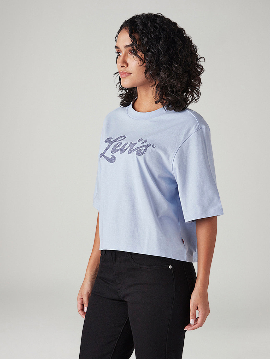 Women's Embroidered Relaxed Fit T-Shirt - Side View
