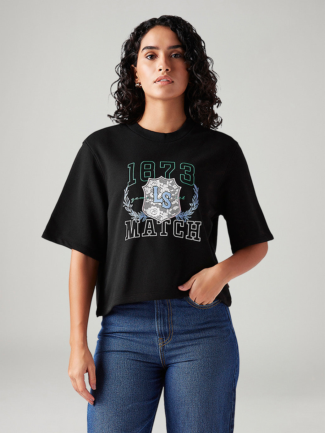 Women's Graphic Print Relaxed Fit T-Shirt - Front View