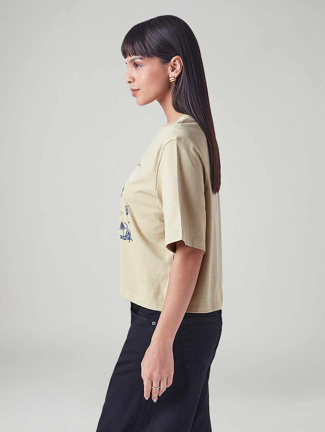 Women's Printed Relaxed Fit T-Shirt - Side View