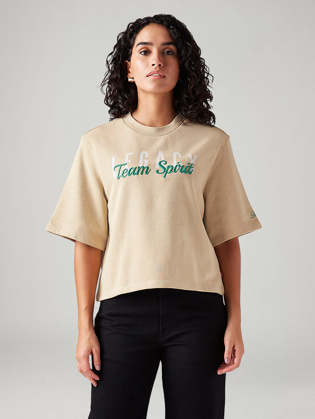 Women's Embroidered Relaxed Fit T-Shirt - Front View