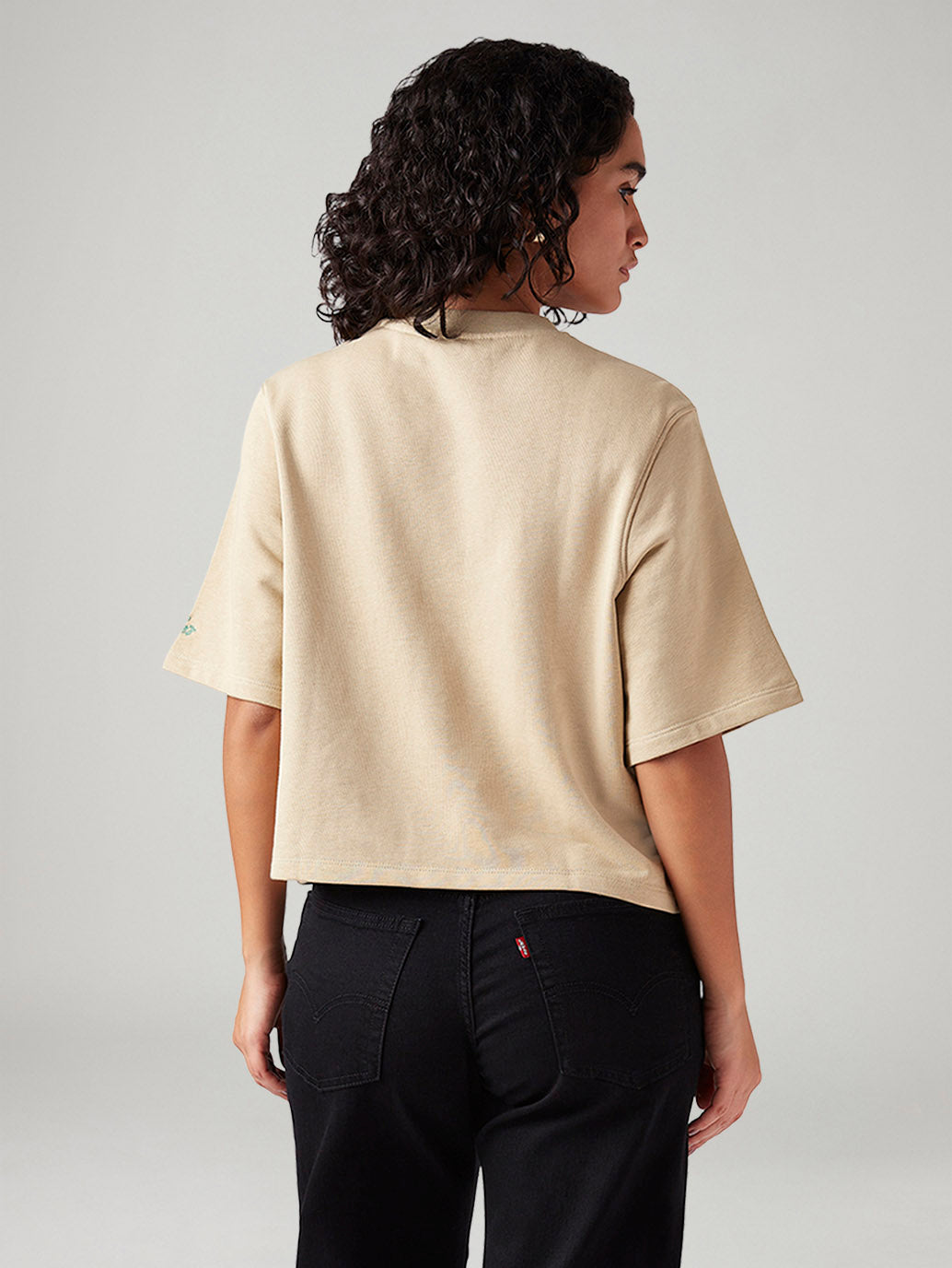Women's Embroidered Relaxed Fit T-Shirt - Back View