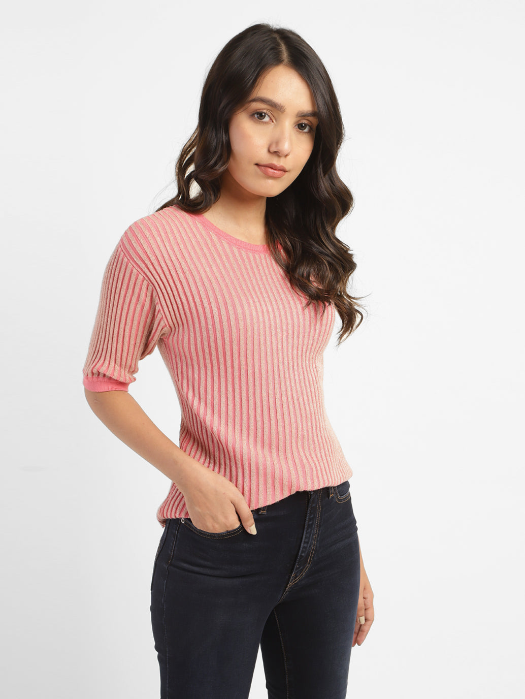Women's Striped Round Neck Top - f15afebd-f402-4171-a4f3-0b7b5976bc21 View