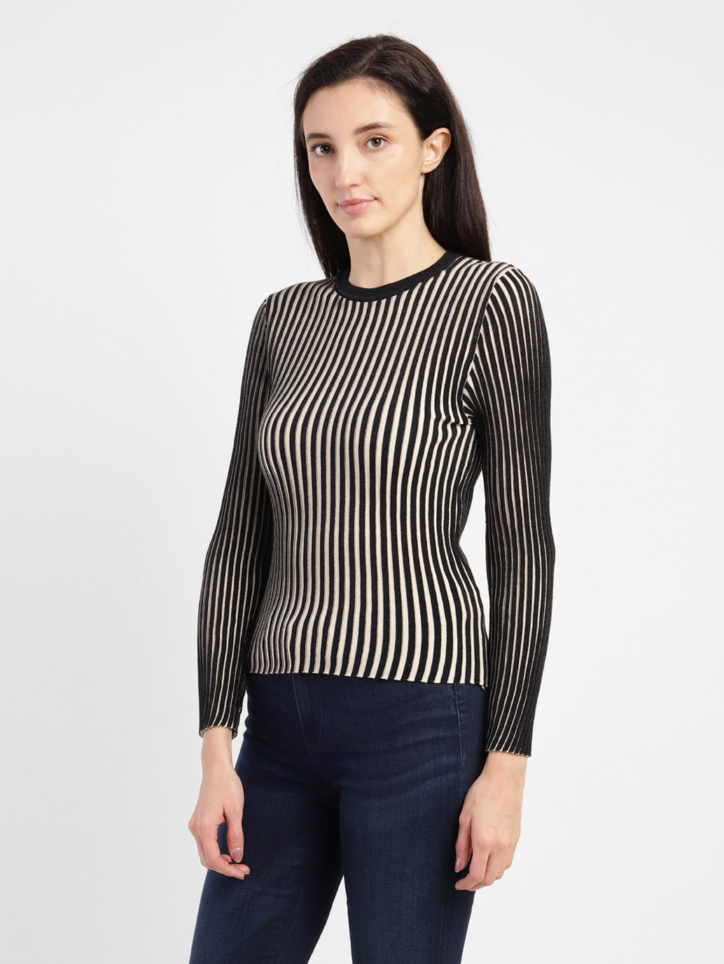Women's Striped Crew Neck Top - 66b6c902-9b14-458d-8cd7-a2522966ff52 View