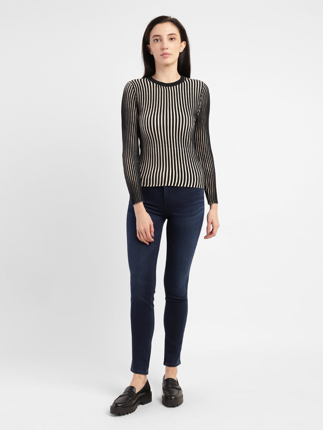 Women's Striped Crew Neck Top - 3cf9f16f-1a3b-4428-a1b6-2db6c3770f1e View