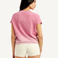 Women's Typography Pink Crew Neck Top - Back View
